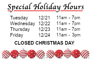 Extended Holiday Hours 2021
